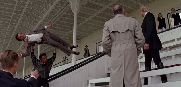 grace jones slick throws man in a view to a kill screenshot capture james bond parody 007 satire